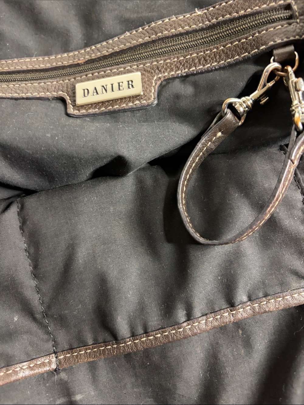 Danier Dark Brown Leather Satchel with Metal Logo Plate - Picture 14 of 16